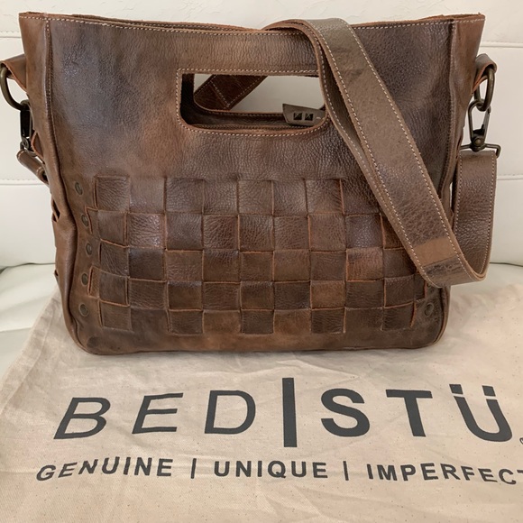 Bed Stu Handbags - Bed Stu orchid woven leather satchel handbag new mint rare color taupe r…
